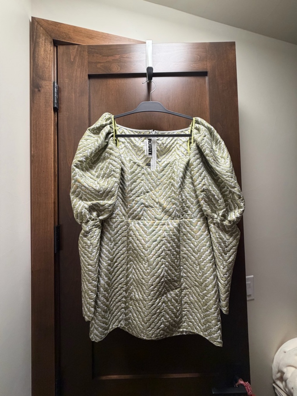 ROTATE Green Puff-Sleeve Women’s Dress